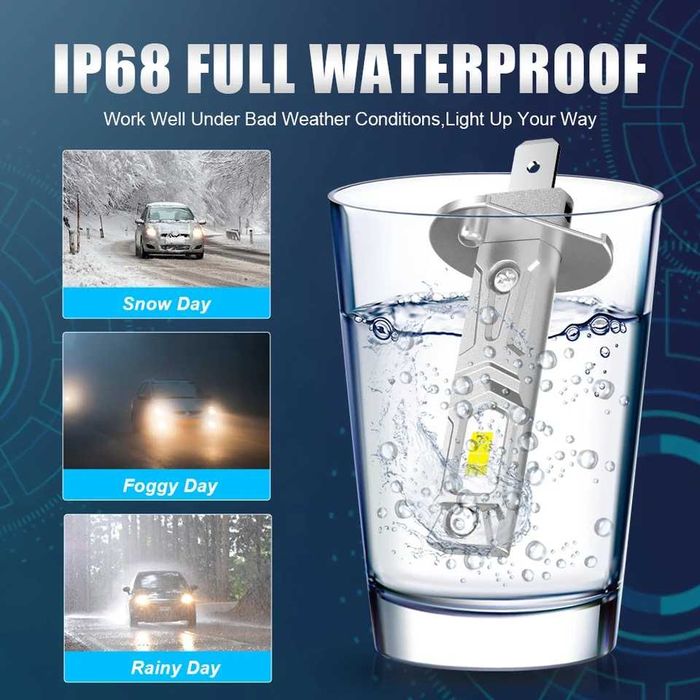 2 БРОЯ H1 LED крушки Диодни крушки H1 200W 12V +300% директен монтаж