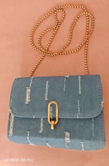 Дънкова чанта с дълга дръжка