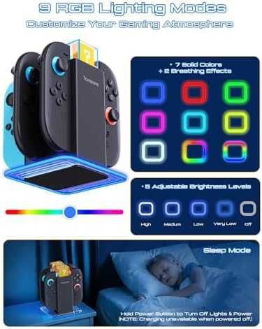 Нов док Nintendo Switch 2 / OLED зарядна станция за 6 контролера RGB за геймъри игри