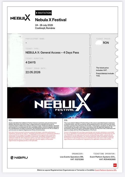 2 x Bilet Nebula X Festival