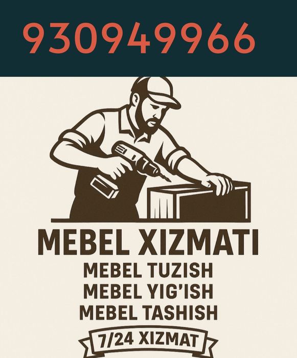 Мебель йғиш сочиш созлаш, ko'chirish, Mebel sochish va yig'ish ximati