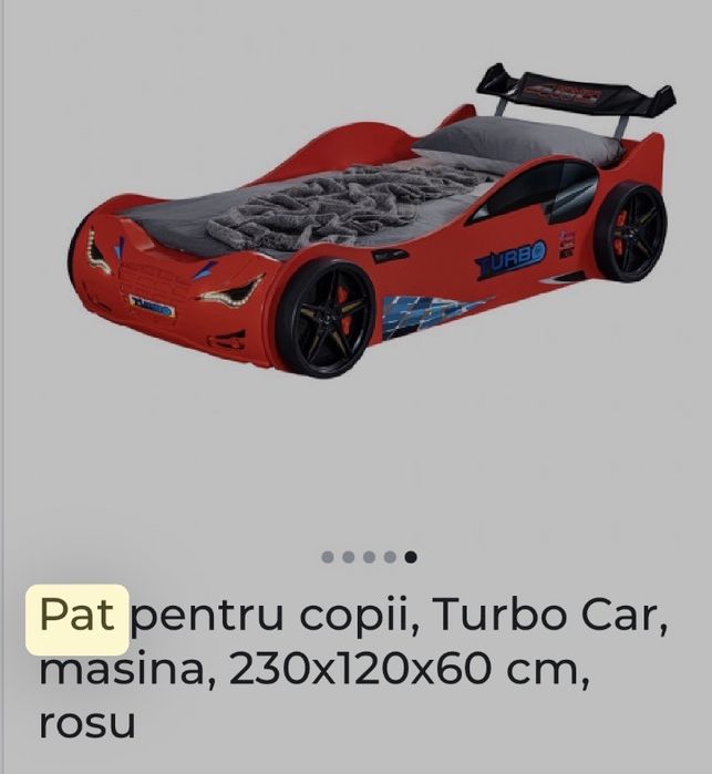 Pat cu saltea masina copii