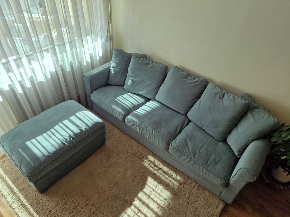 Canapea Gronlid IKEA (3 locuri, verde deschis, taburet)
