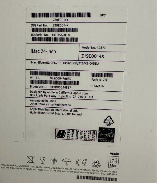 Apple iMac 24 M4/16GbRAM/10cpu/ 10Gpu/2TB Silver 2024