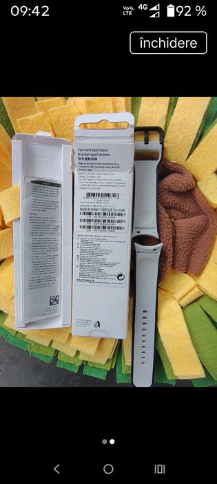 Curea ceas smartwatch Samsung Galaxy Two Tone Sport Band 20 mm Medium/Large M/L originala