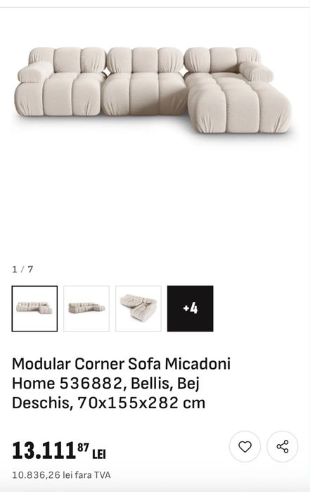 Canapea modulara bej The Home