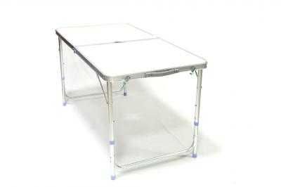 Комплект сгъваема преносима маса с 4 стола - синя, кафява и бяла