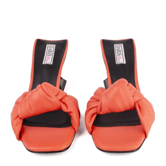 Дамски чехли, оранжеви, 39 р-р, естествена кожа, Daris