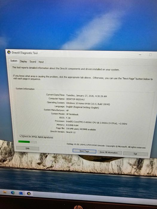 Laptop HP "17 Intel i3 gen 6 SSD 240gb model: tpn-w121