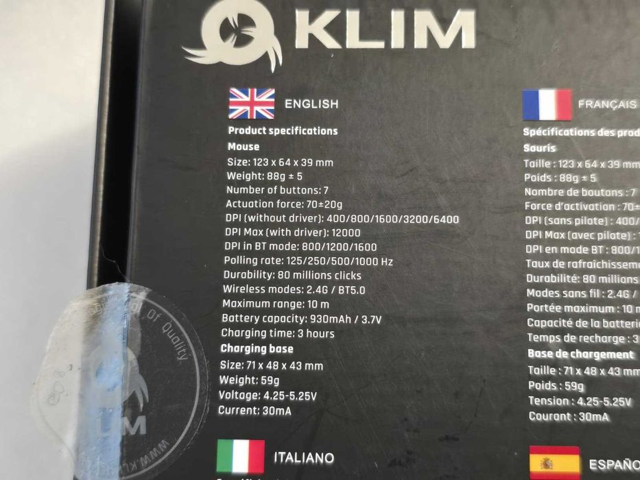 Mouse Gaming Wireless KLIM Blaze Pro, RGB, 6000 DPI, Stație Încărcare