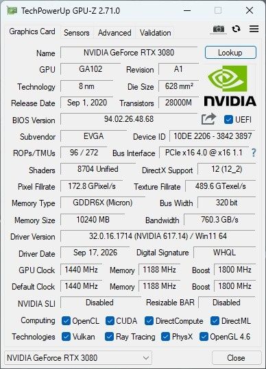 RTX 3080 Evga ftw3 ultra
