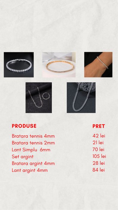 Bratari tennis si lanticuri de argint