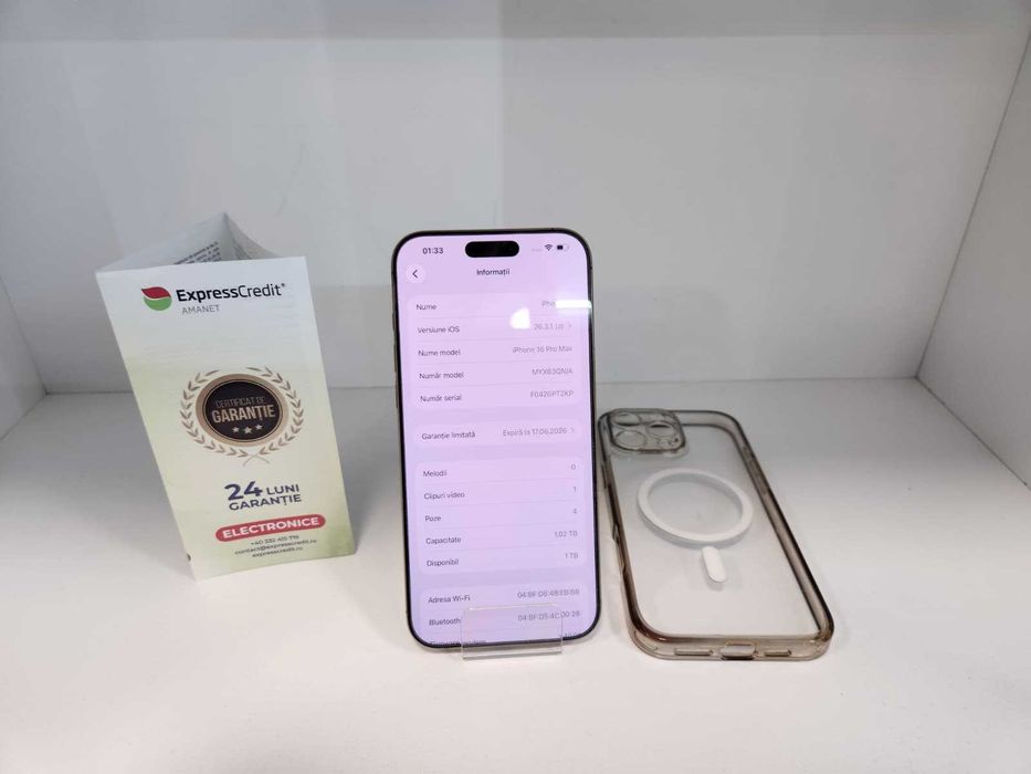 Iphone 16 Pro Max 1 TB  (Ag8 Tudor1/B74775) – Garantie 2 Ani!
