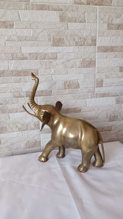 Голяма стара фигура на слон - месинг - 32см