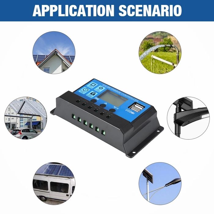 Controler Solar PWM Regulator 12V 24V 10A, 2 X USB SI LCD