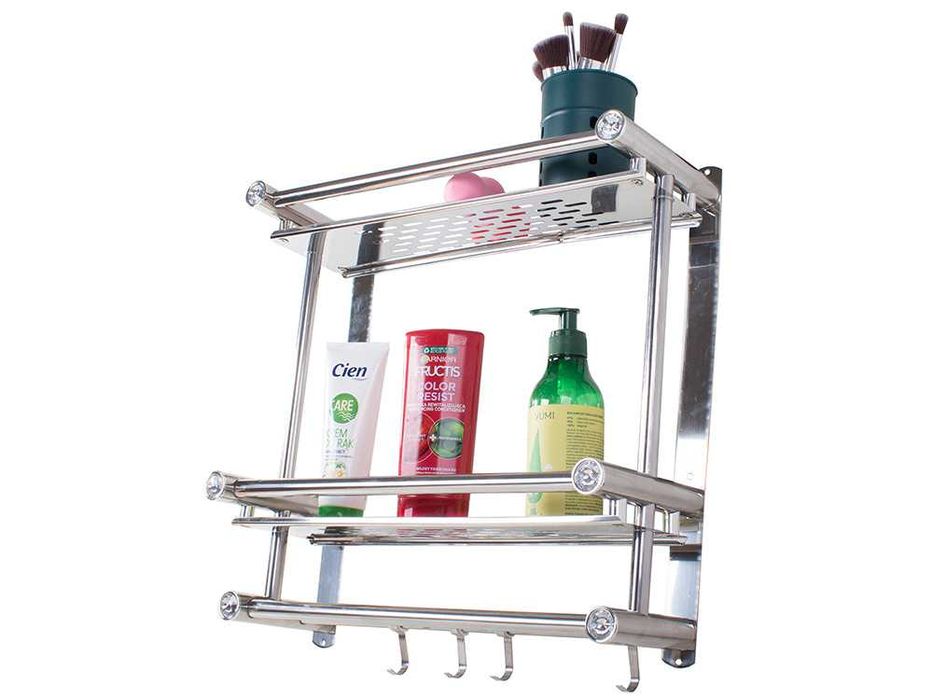 Етажерка за баня на три нива хром/никел