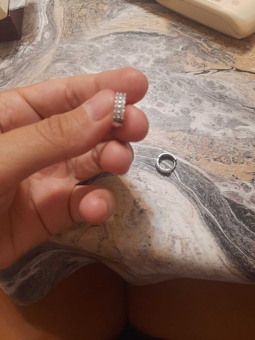 Нови сребърни обички с печат и цирконий