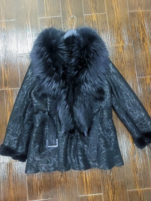 Cojoc piele naturala cu guler din blana naturala