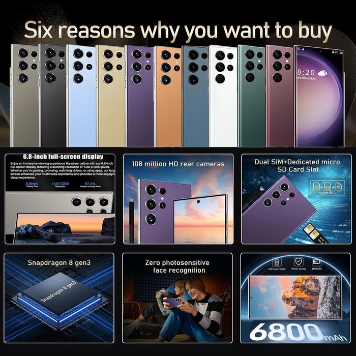 Telefon mobil smartphone Viqee S24 Ultra 5G cu stilou dual sim Nou