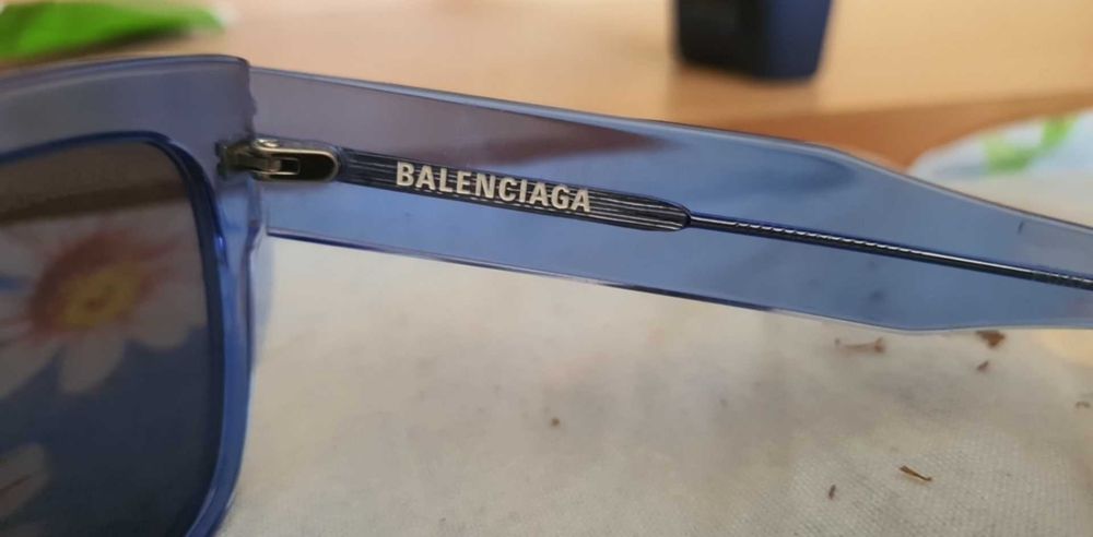 Balenciaga Unisex Sunglasses Rectangular Blue BB0049S-006 55 ®️
