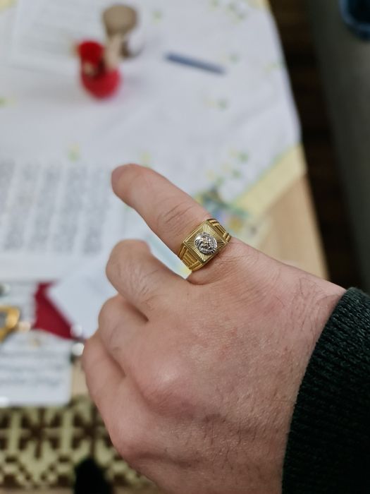 Inel bărbătesc din aur 14K – model cu cap de leu – 4,12 g