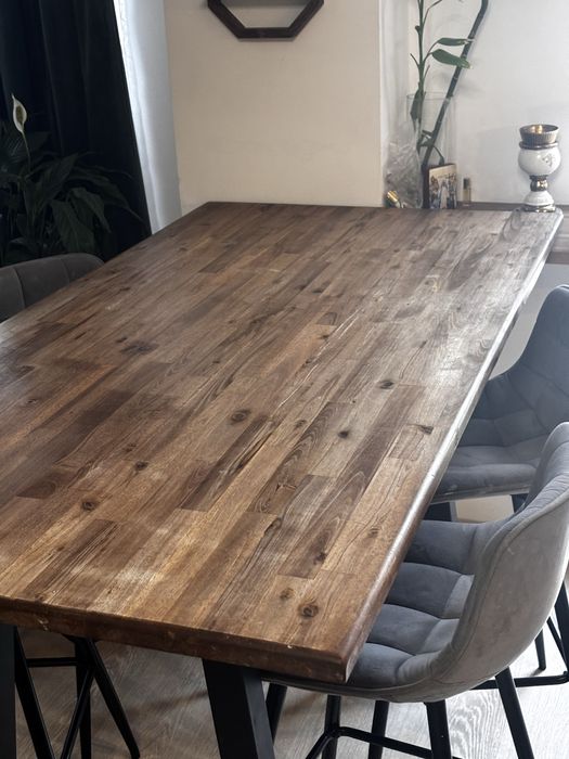 Set dining handmade tip bar din lemn masiv + 6 scaune | design modern