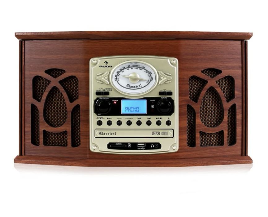 NR-620 ретро стерео система с грамофон CD/MP3 дърво