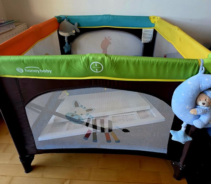 Țarc copii HoneyBaby cu saltea - aproximativ 90x90 cm