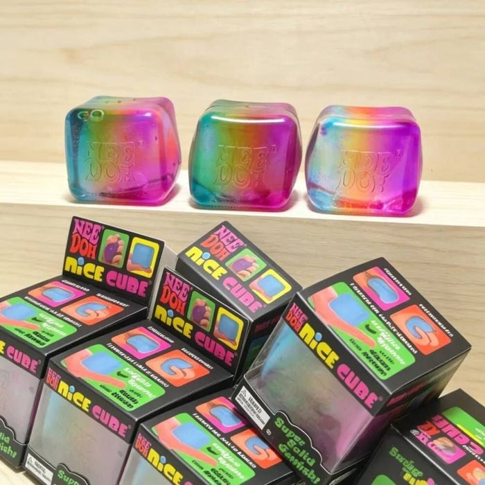 Nee Doh Nice Cube Rainbow Squishy/Кубче Скуиши/Куб NeeDoh