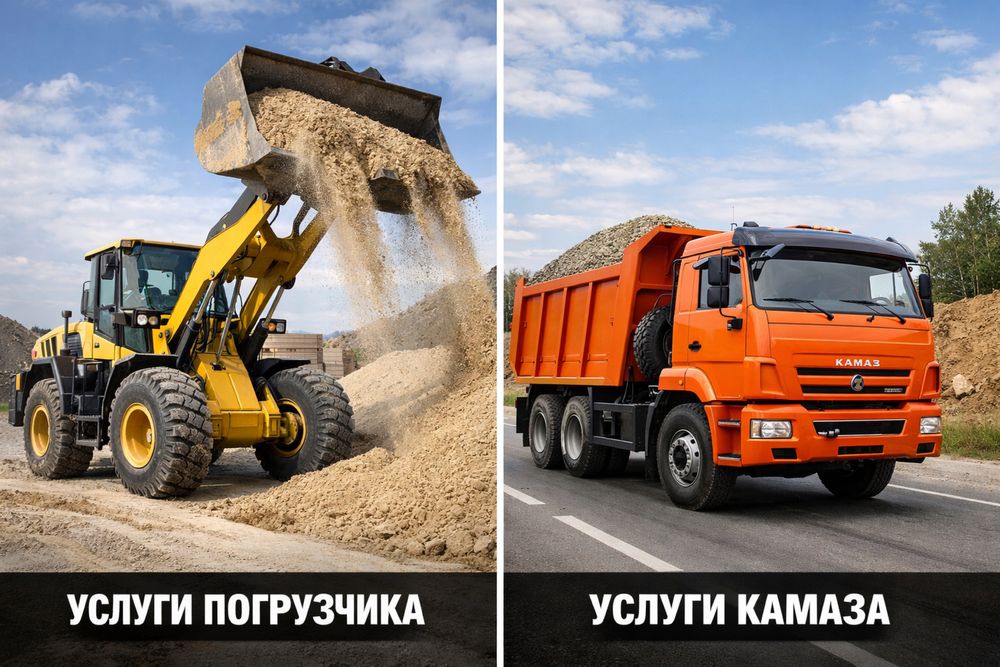 Услуги Камаза и Погрузчика вывоз мусора доставка сыпучих материалов