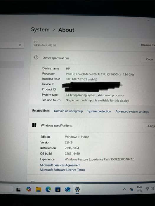 Лаптоп HP ProBook 450 G6 i5-8265U| 8GB RAM| 512GB SSD