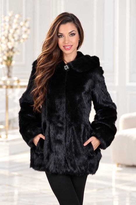 Haina blana vizon , nurcă naturală m.M-XL