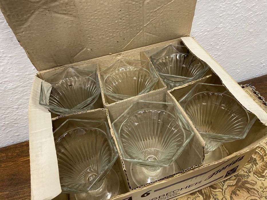 Стъклени купички Eisbecher Florida 1970те W Germany винтидж