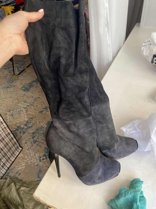 Замшевые ботфорты весенние