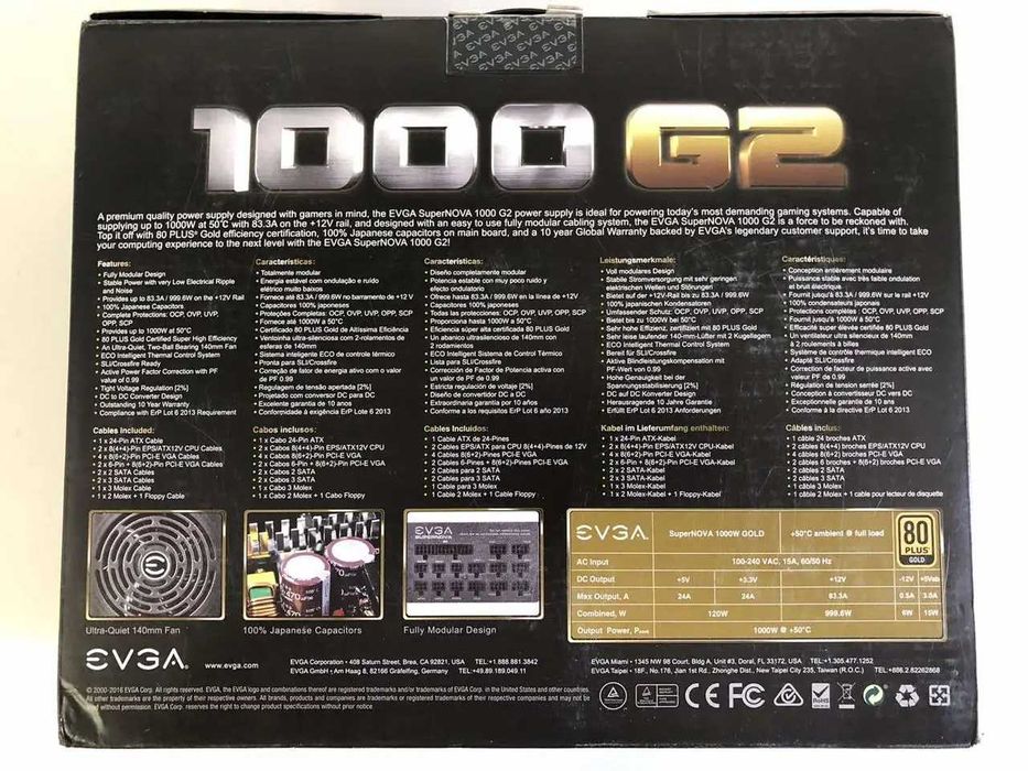 Блок питания EVGA G2 1000W 80 Plus Gold