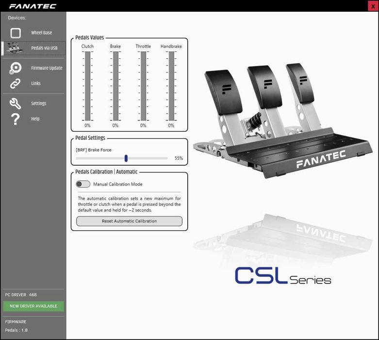 Pedale Fanatec CSL cu Frana Load Cell Kit; Sim Racing