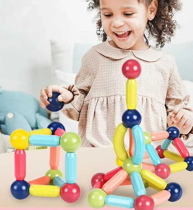 ДВА комплекта магнитни конструктора по 64 бр. всеки (128 бр.) за 35€ лв.