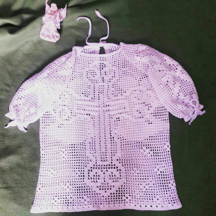 Крестильная рубашка крючком, ручная работа