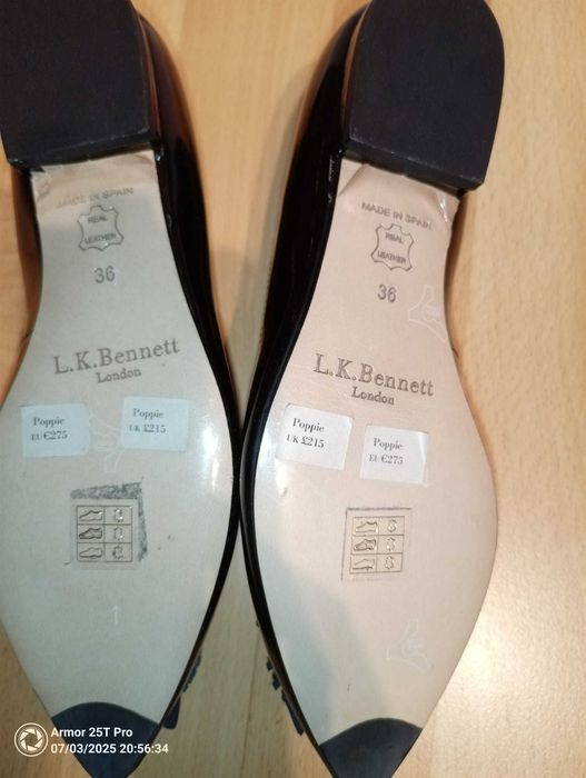 Balerini L.K. Bennett London Poppie Piele Lăcuită Neagră - Mărimea 36