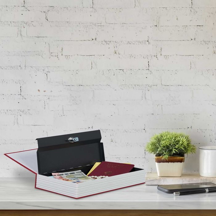 Seif ascuns in carte 24x15.5 cm incuietoare cu cheie cutie metalica