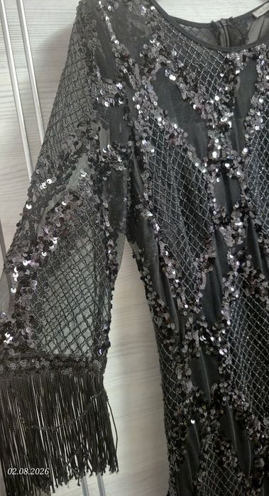 Rochie neagra cu franjuri nr 46