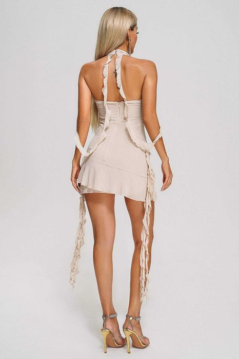 Лятна лека къса рокля в бежов цвят Bella Barnett XS