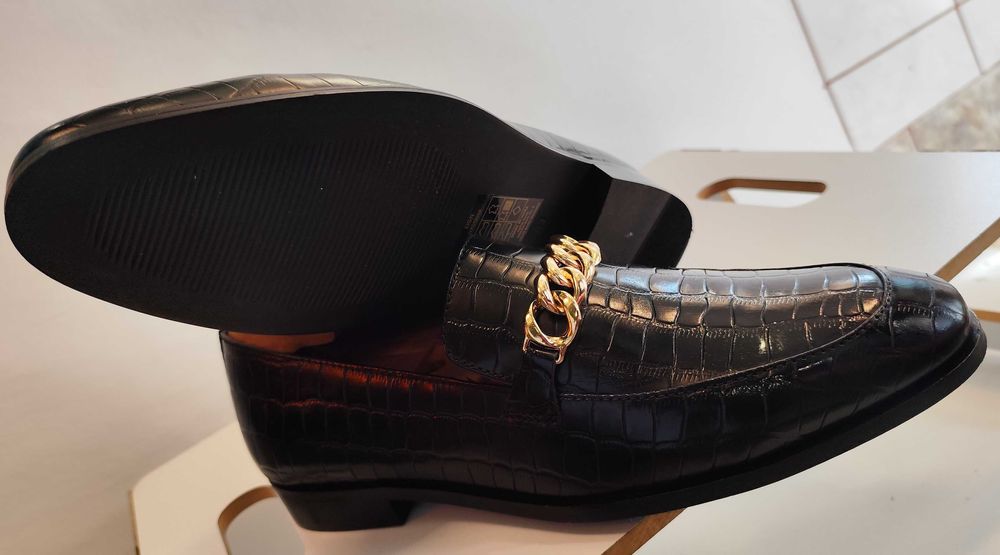 Pantofi loafer bit 41 oremium ZIGN NOI piele naturala embosata bit model lant