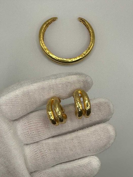 SET AUR 18K - 20K - Bratara + Cercei -Facuti Manual -49.6g -595 lei/gr