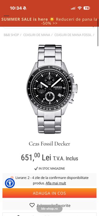 Ceas Fossil Decker Nou cu factura