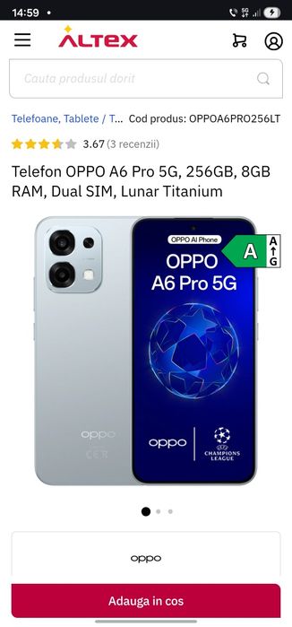 Oppo A6 Pro  5G  8 ram cu 256