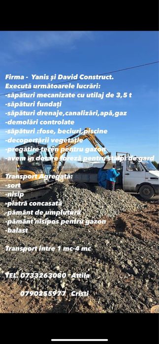 Buldoexcavator transport agregate de balastiera miniexcavator  moloz