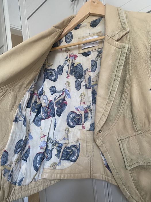 Geaca piele naturala bej dama marimea S