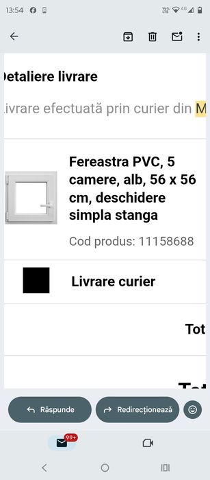Fereastra 56x56 cm deschidere stânga