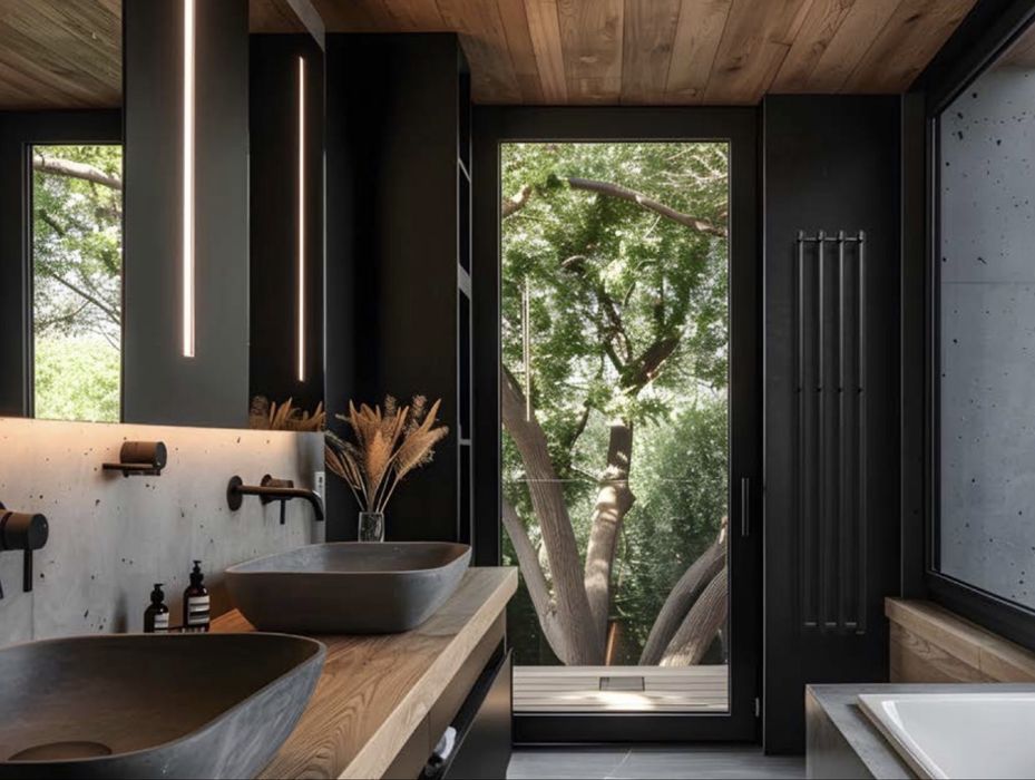 Дизайнерска лира за баня бяла/черна 266х1500мм